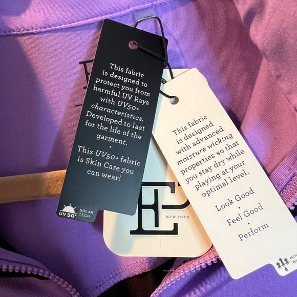 EP Pro NY Cap Sleeve Mesh‎ Overlay Contrast Trim Zip Mock Women's Golf Polo - Picture 8 of 12